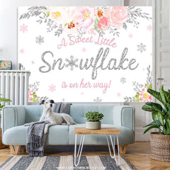 Lofaris A Sweet Snowflake Is On Her Way Baby Shower Backdrop