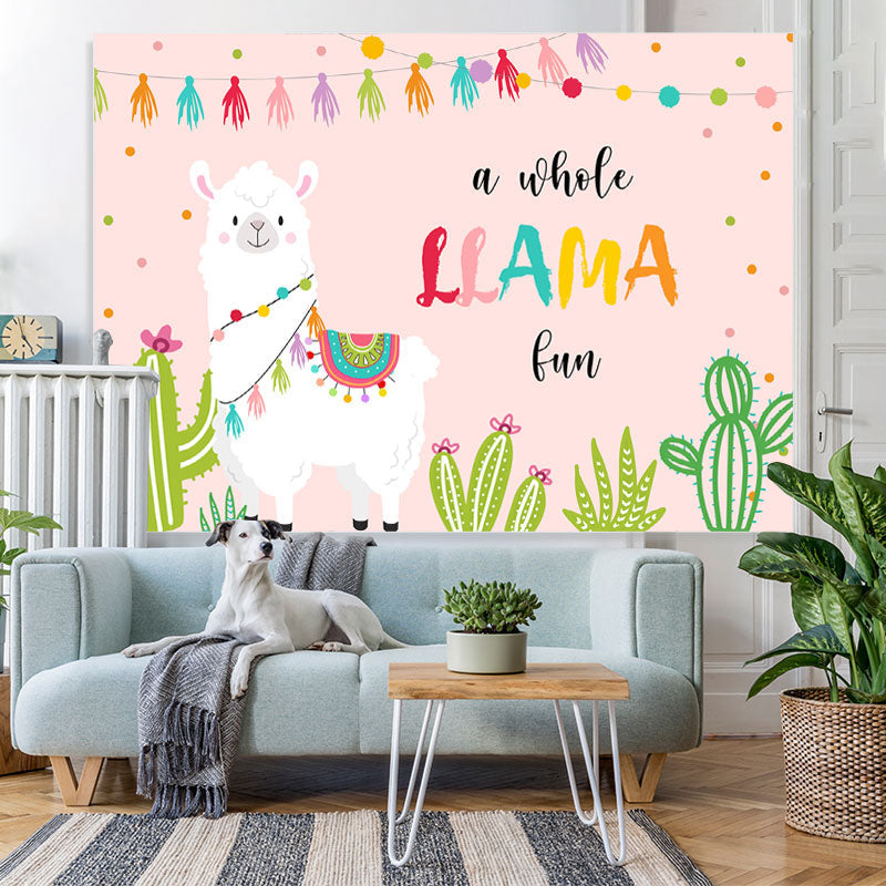 Lofaris A Whole Llama Lun Pink Birthday Backdrops For Girl