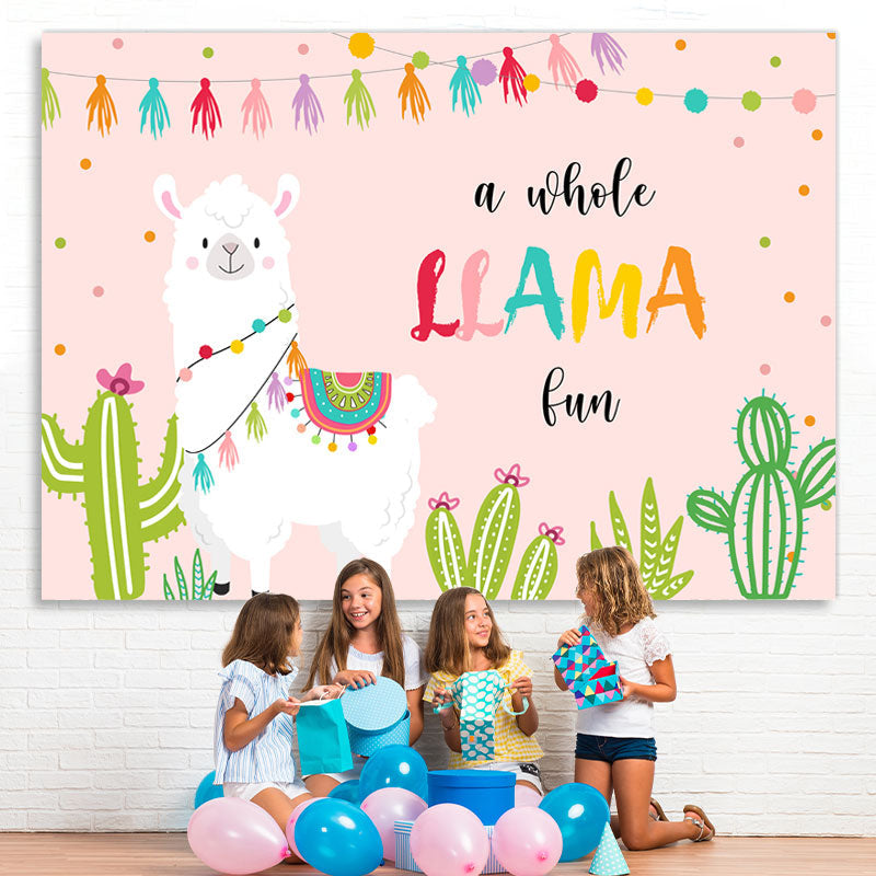 Lofaris A Whole Llama Lun Pink Birthday Backdrops For Girl