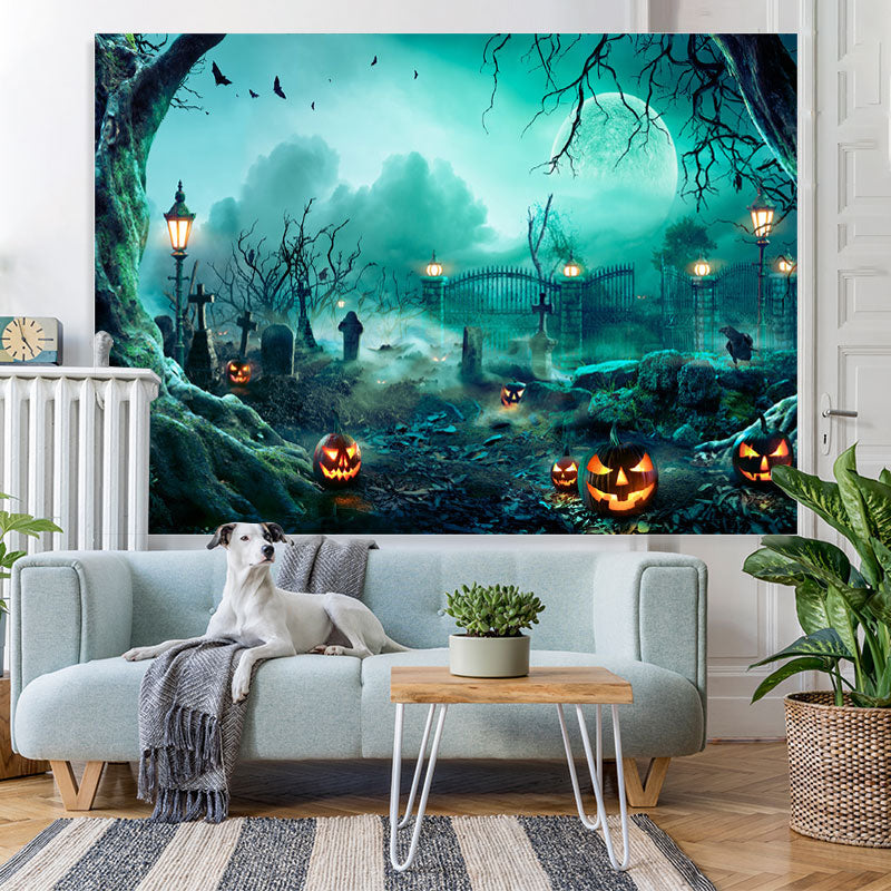 Lofaris Abandoned House Pumpkin Lantern Halloween Backdrop