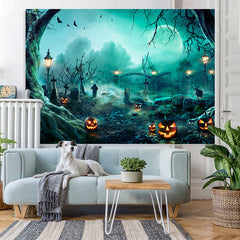 Lofaris Abandoned House Pumpkin Lantern Halloween Backdrop