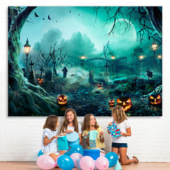 Lofaris Abandoned House Pumpkin Lantern Halloween Backdrop