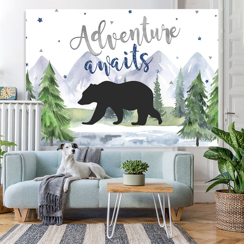 Lofaris Adventure A Wait With Bear Baby Shower Backdrop For Boy