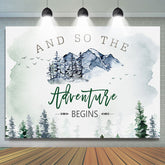 Lofaris Adventure Begins Foggy Forest Baby Shower Backdrop