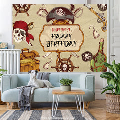 Lofaris Ahoy Matey Horrible Halloween Happy Birthday Backdrop