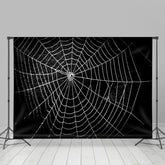 Lofaris All Black Spider Net Horrible Happy Halloween Backdrop