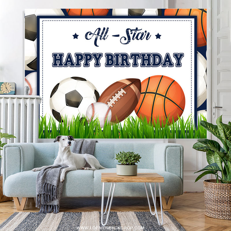Lofaris Allstar Grass Theme Happy Birthday Backdrop For Boy