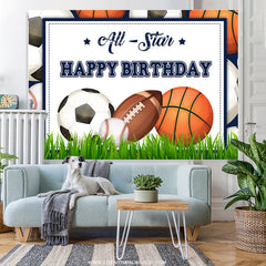 Lofaris Allstar Grass Theme Happy Birthday Backdrop For Boy
