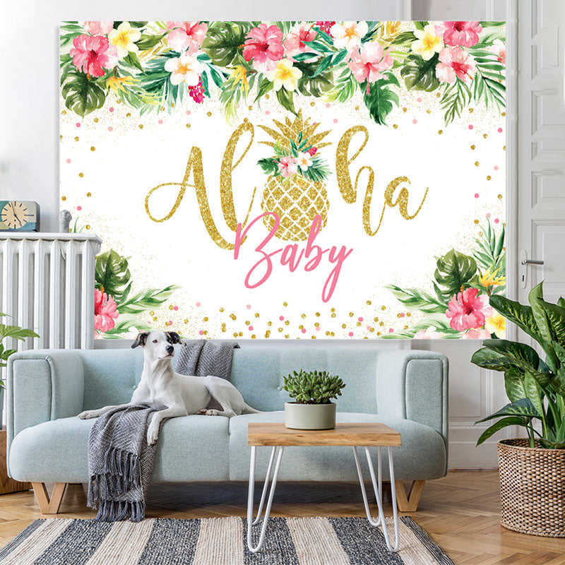 Lofaris Aloha Baby Tropical Floral Summer Shower Backdrop