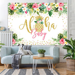 Lofaris Aloha Baby Tropical Floral Summer Shower Backdrop