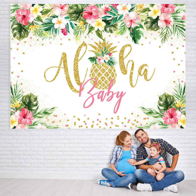 Lofaris Aloha Baby Tropical Floral Summer Shower Backdrop