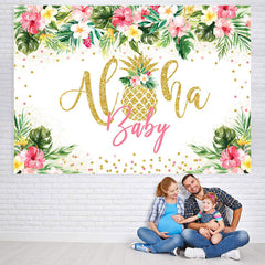 Lofaris Aloha Baby Tropical Floral Summer Shower Backdrop