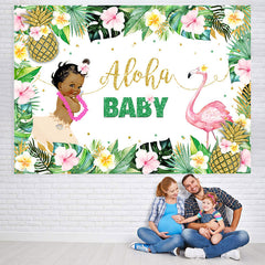 Lofaris Aloha Flamingo Girls Baby Shower Backdrop Summer Party