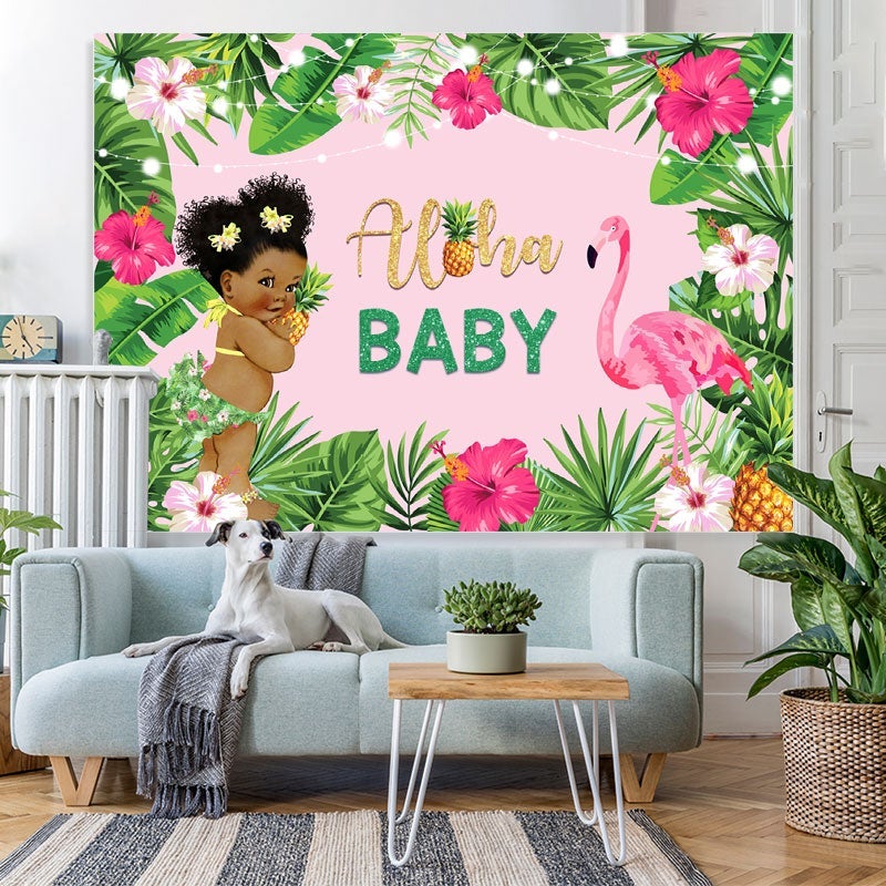 Lofaris Aloha Summer Flamingo Baby Shower Photoshoot backdrop