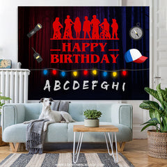 Lofaris Alphabet Stage Halloween Theme Happy Birthday Backdrop