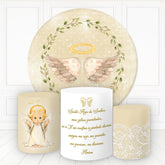 Lofaris Angel Wings In Leaves Wreath Round Baby Shower Backdrop Kit