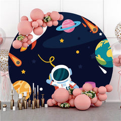 White Simple Custom Round Wooden Theme Party Backdrop