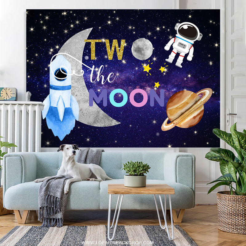 Lofaris Astronaut Space Two The Moon Happy Birthday Backdrop