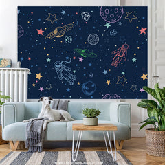 Lofaris Astronaut Space World Night Happy Birthday Backdrop