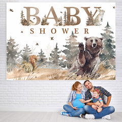 Lofaris Autumn forests and Meadows Animals Baby Shower Backdrop