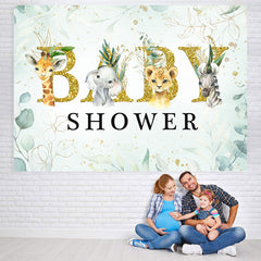 Lofaris Baby Animals and Green Plants Shower Backdrop Boy
