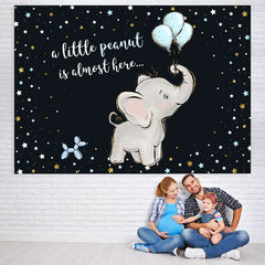 Lofaris Baby Elephant With Bule Balloons Shower Backdrop