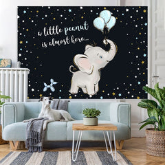Lofaris Baby Elephant With Bule Balloons Shower Backdrop