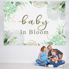 Lofaris Baby In Bloom Flower Green Photo Backdrop for Shower