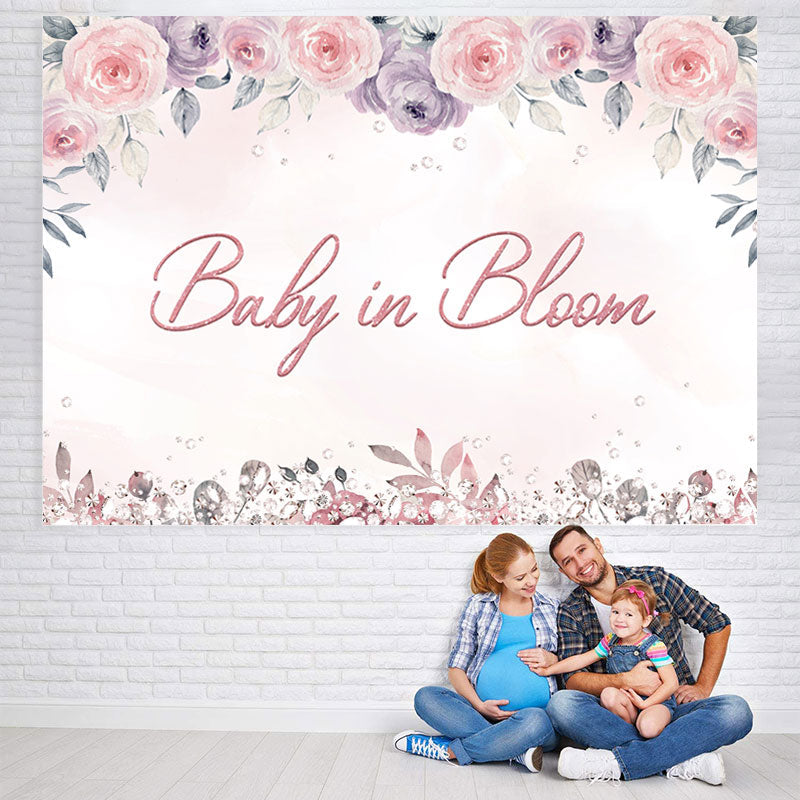 Lofaris Baby in Bloom Pink and Purple Shower Backdrop