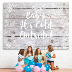 Lofaris Baby Its Cold Outside Snowflake Wooden Winter Backdrop