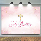 Lofaris Baby Pink Cross Mi Bautizo Baptism Backdrop For Girls