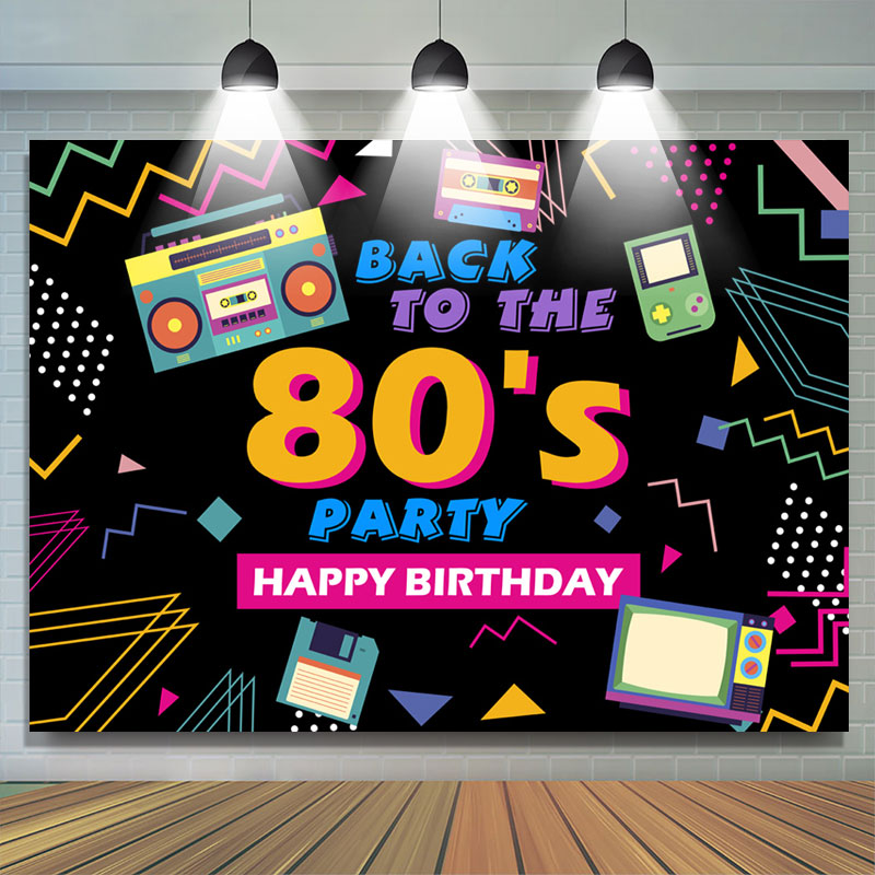 Lofaris Back To 80S Party Theme Happy Birthday Backdrop