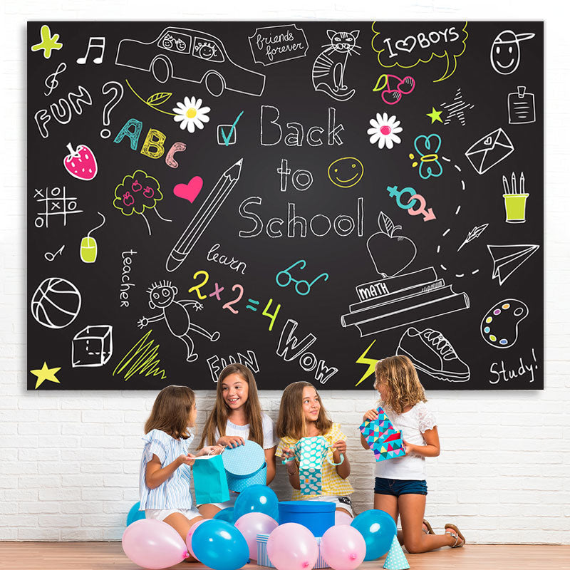 Lofaris Back to School Blackboard Chalk Drawing Kids Backdrop