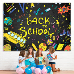 Lofaris Back to School Tellurion Pencils Bus Backdrop for Photo