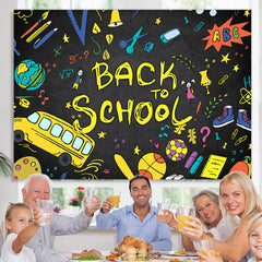 Lofaris Back to School Tellurion Pencils Bus Backdrop for Photo