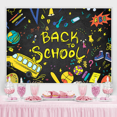 Lofaris Back to School Tellurion Pencils Bus Backdrop for Photo