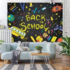 Lofaris Back to School Tellurion Pencils Bus Backdrop for Photo