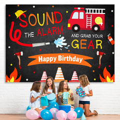 Lofaris Backdrop for Boys Firefighter Happy Birthday