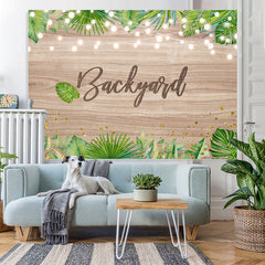Lofaris Backyard Green Leaves Light Wood Backdrop for party
