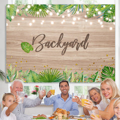 Lofaris Backyard Green Leaves Light Wood Backdrop for party