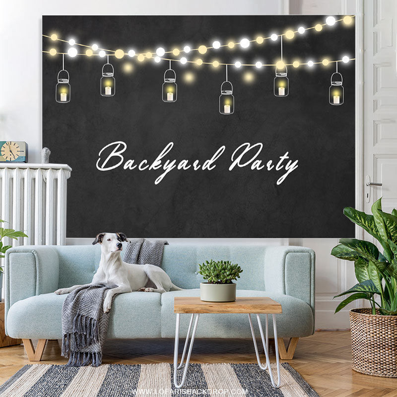 Lofaris Backyard Party Yellow Light Black Backdrop for Event