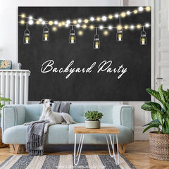 Lofaris Backyard Party Yellow Light Black Backdrop for Event