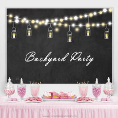 Lofaris Backyard Party Yellow Light Black Backdrop for Event