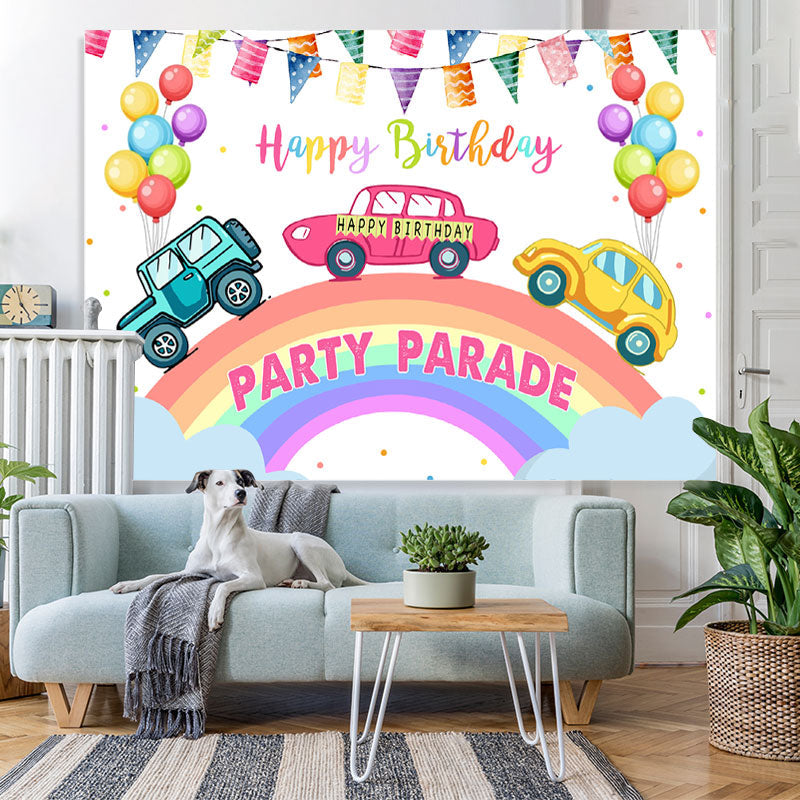 Lofaris Ballon With Car Party Parade Happy Birthday Backdrop
