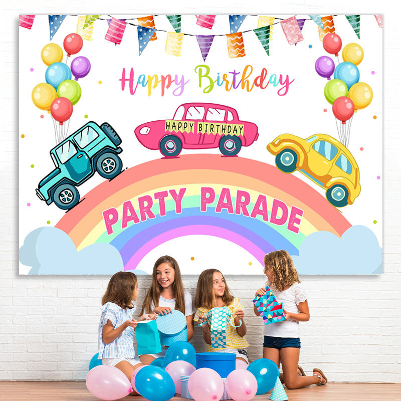 Lofaris Ballon With Car Party Parade Happy Birthday Backdrop