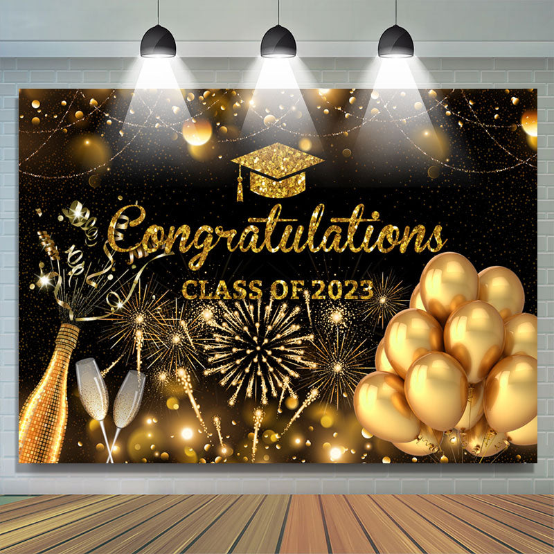 Lofaris Balloon Champagne Sparks Happy Graduation Backdrop