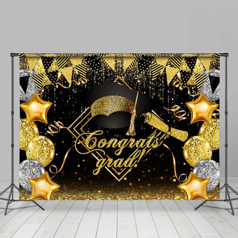 Lofaris Balloon Flag Ribbon Congrats Grad Party Backdrop