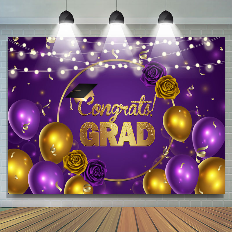 Lofaris Balloon Ribbon Rose Hat Congrats Grad Backdrop