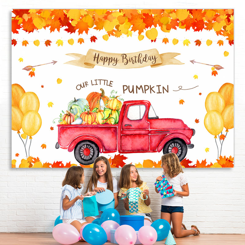 Lofaris Balloon Yellow Leaves Car Happy Birthday Our Little Pumpkin Backdrop