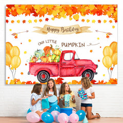 Lofaris Balloon Yellow Leaves Car Happy Birthday Our Little Pumpkin Backdrop